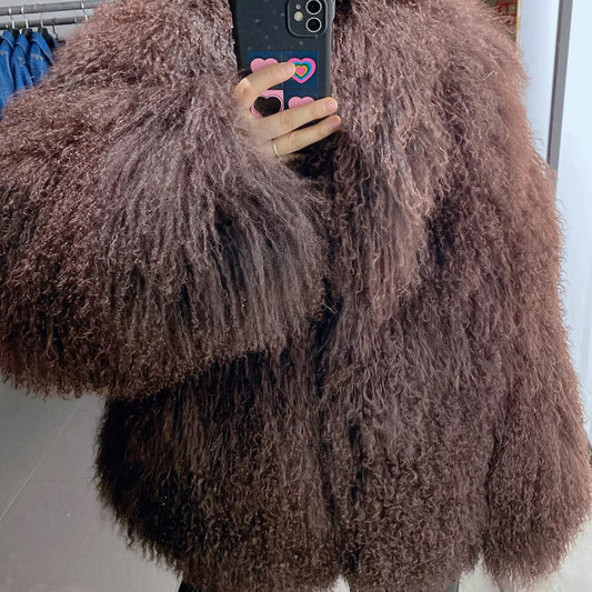 100% Genuine Fur Plush Shaggy Coat